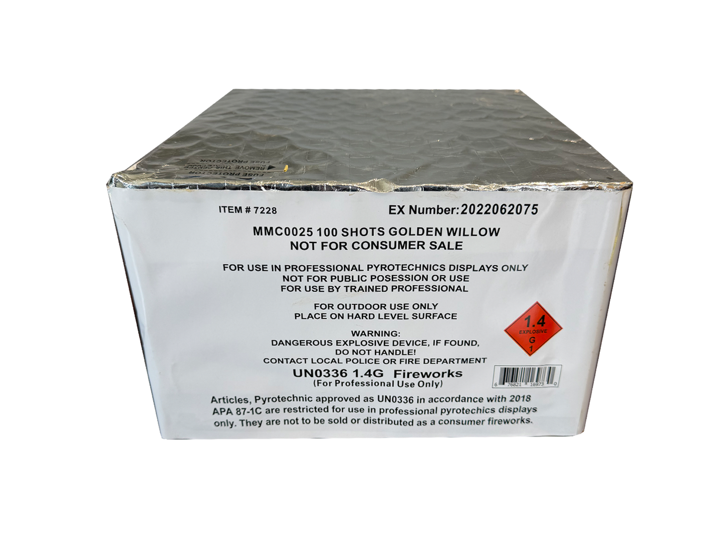 100 SHOT GOLD WILLOW AIRBURST PROFESSIONAL USE ONLY