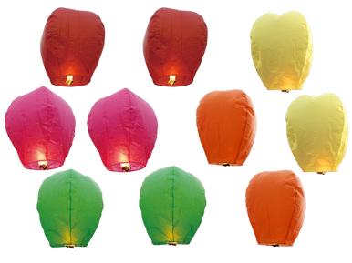 10 PACK COLOR PREMIUM SKY LANTERNS COLOR BOXED