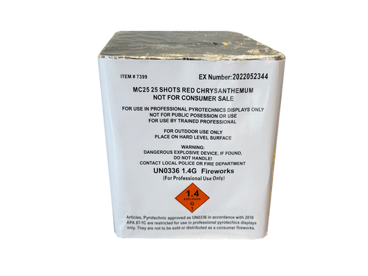 25 SHOT RED CHRYSANTHEMUM PROFESSIONAL USE ONLY