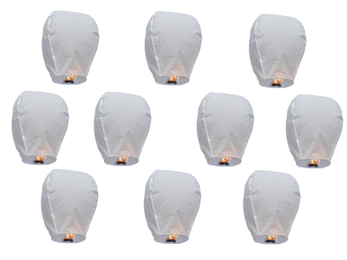 10 PACK WHITE PREMIUM SKY LANTERNS COLOR BOXED